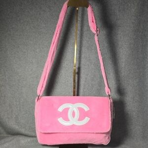 Chanel Precision Soft Pink Shoulder/Crossbody Bag with White Patent Logo